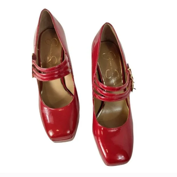 Brand New Jessica Simpson Red Patent Platform Mary Jane Heels Shoes 8 - Picture 7 of 13